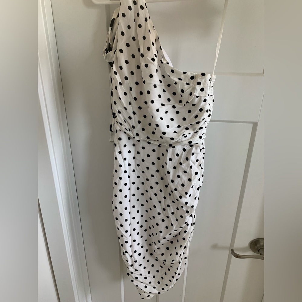 LOVERS & FRIENDS One Shoulder Polka Dot Dress